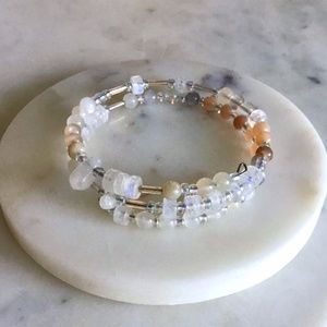 SemiPrecious Peach Rainbow Moonstone Bracelet